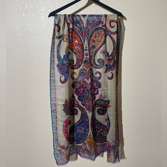 Benareis Colorful Paisley Scarf - Picture 1 of 4